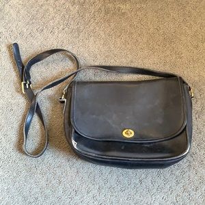 Vintage Coach Black Leather Bag